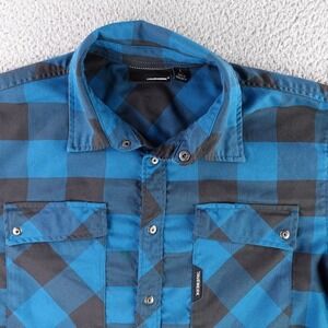 Truewerk Flannel ShirtMen Large Blue Black Buffalo Plaid Snap Front Workwear *